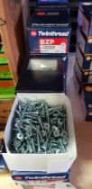 2300 X BRAND NEW JOHN GEORGE TWIN THREAD BZP COUNTERSUNK WOODSCREWS (10 X 1 INCH ) - IN 23 BOXES