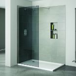 12 X BRAND NEW IDENTITI APRIL 900MM WIDE x 1950 HIGH x 8MM THICK SMOKED GLASS WETROOM PANELS (