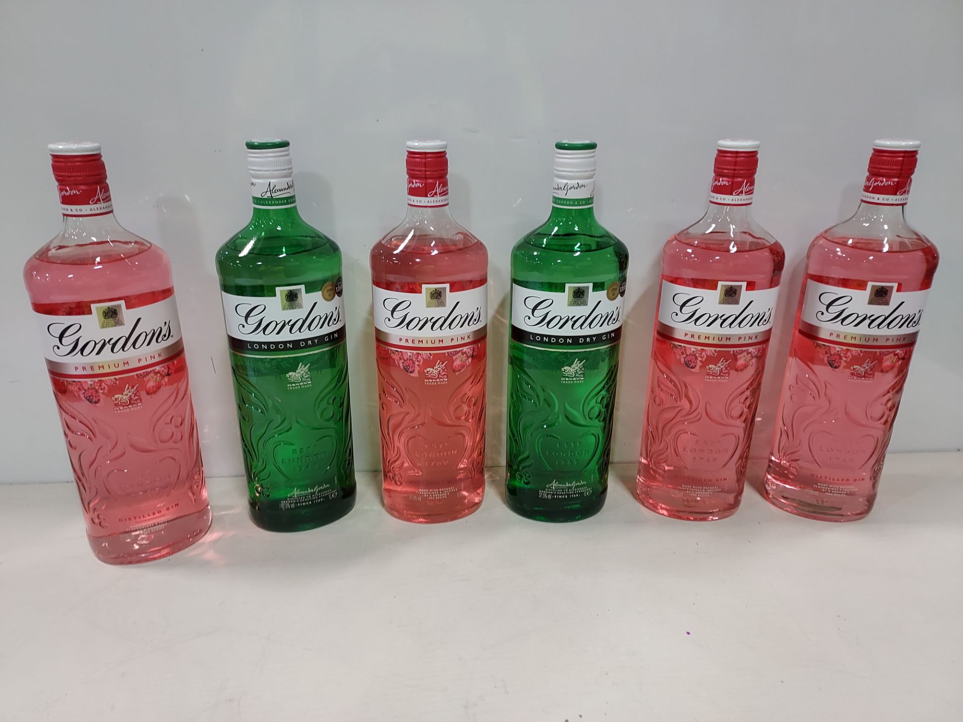 6 X BRAND NEW 1L GORDON'S GIN IN LONDON DRY GIN AND PREMIUM PINK