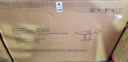 1X LAZZARO DINING EXTENDABLE TABLE 120/160CM - IN LIGHT GREY - IN 3 BOXES - PLEASE NOTE CUSTOMER