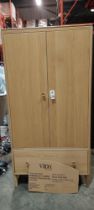 1 X HADLEY 2 DOOR 1 DRAWER WARDROBE IN NATURAL OAK 191 X 97 X 63CM (PLEASE NOTE CUSTOMER RETURNS)