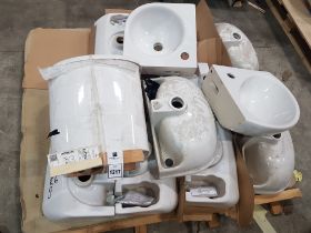 12 PIECE MIXED LOT CONTAINING 7 X BRAND NEW VILLEROY AND BOCH ARCHITECTURA HAND WASH BASIN (