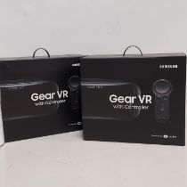 2 X SAMSUNG GEAR VR WITH CONTROLLER POWERED BY OCULUSS ( SMR325NZVDXEO) IN ORCHID GREY 1 X IS