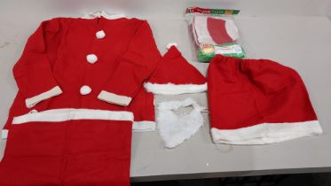 APPROX 500 + PIECE MIXED LOT CONTAINING - SANTA SKIRTS - KIDS SANTA SUITS - SANTA HATS -