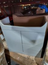 2 X LIGHT GREY 2 DOOR 2 DRAWER SINK VANITY UNIT 80 X 31 X 82CM (PLEASE NOTE CUSTOMER RETURNS)