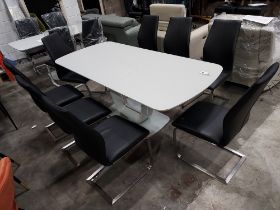 1X LAZZARO EXTENDABLE DINING TABLE - 160CM X 200CM - 90CM WIDTH - WITH 8 CHAIRS - PLEASE NOTE