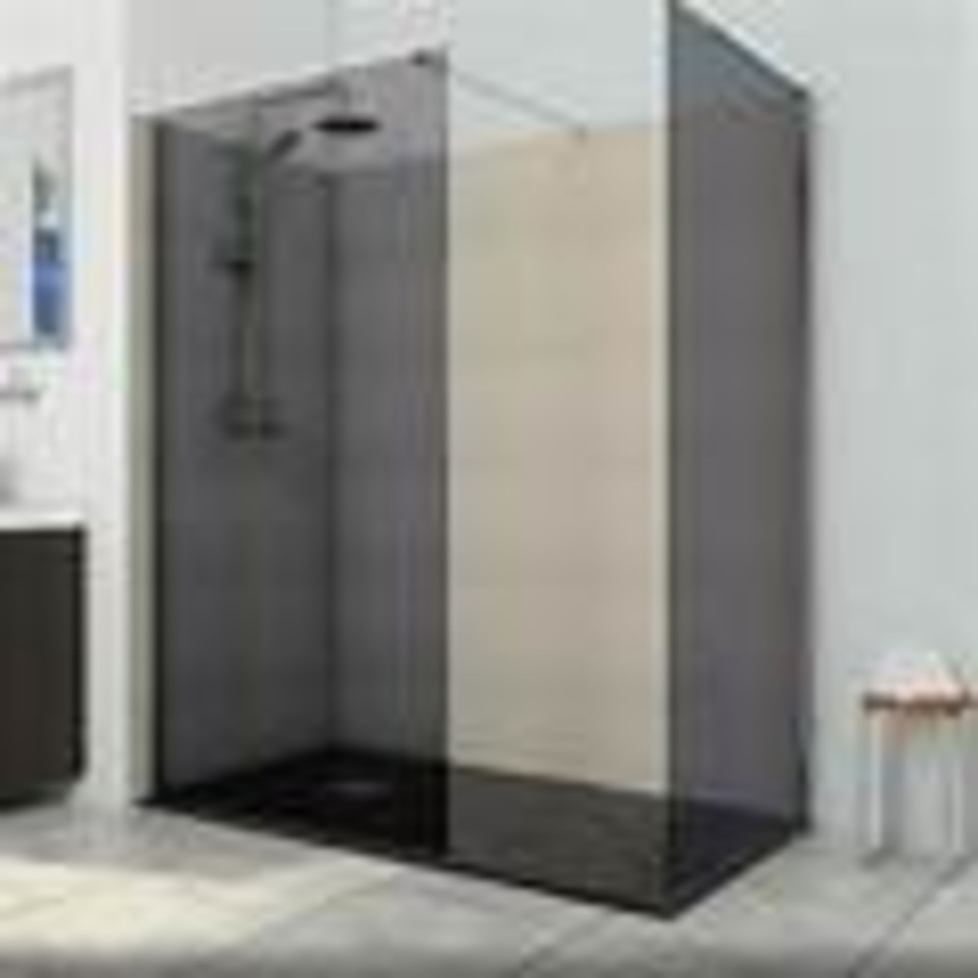 12 X BRAND NEW IDENTITI APRIL 900MM WIDE x 1950 HIGH x 8MM THICK SMOKED GLASS WETROOM PANELS ( - Image 3 of 3