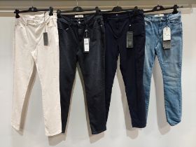 10 PIECE MIXED BRAND NEW RIANI CLOTHING LOT CONTAINING DENIM JEANS IN BLUE, BLACK AND CREAM,