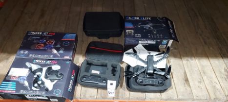 4X PIECE MIXED DRONE LOT CONTAINING - FX PRO ELITE HD PRO FOLDING DRONES - ULTIMATE PRO GPS