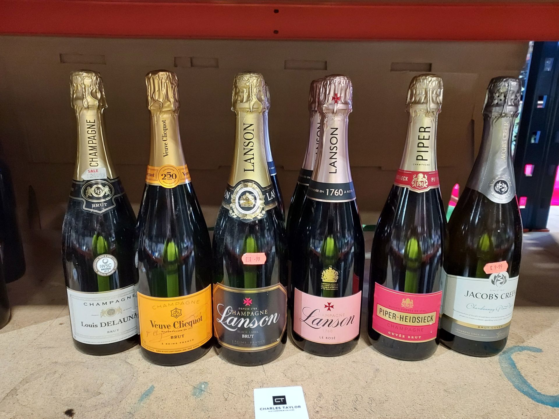 9 PIECE BRAND NEW MIXED CHAMPAGNE LOT CONTAINING LOUIS DELAUNAY - VEUVE CLICQUOT - LANSON - PIPER