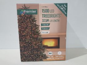 6 X PREMIER 1500 LED TREEBRIGHTS 37.5 M LIT LENGTH - MULTI ACTION - GREEN CABLE - VINTAGE GOLD