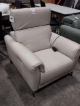 1X 1 SEATER RECLINER CHAIR IN STONE -WITH USB PORT - PLEASE NOTE CUSTOMER RETURNS - THREAD ON BOTTOM