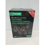 12 X BRAND NEW PREMIER 10 LED MULTI- ACTION PIN WIRE FESTOON LIGHTS WITH 50 WARM WHITE LEDS - 4.5