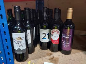 14 PIECE BRAND NEW MIXED RED WINE LOT CONTAINING THE STRAW HAT - VENTUNO 21 - BLOSSOM HILL - BELGARS