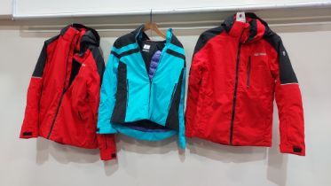 3 X MIXED NEVICA SKI COAT LOT CONTAINING 2 X NEVICA RED AND BLACK SKI COATS SIZE S AND L WITH NO