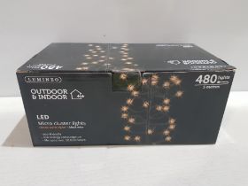 20 X LUMINEO 480 LED MICRO CLUSTER LIGHTS - CLASSIC WARM - BLACK WIRE - 3 METER