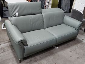 1X 2 SEATER OLIVE GREEN SOFA - PLEASE NOTE CUSTOMER - BACK METAL LEGS SCATCHED