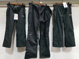 3 X MIXED SKI PANTS LOT CONTAINING 3 X NEVICA SKI PANTS IN SIZES UK 14 AND L (2 WITH TAGS 1