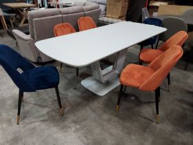 1X LAZZARO EXTENDABLE DINING TABLE - 160CM X 200CM - 90CM WIDTH - WITH 6 CHAIRS - PLEASE NOTE