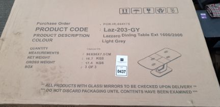 1X LAZZARO DINING EXTENDABLE TABLE 1600/2000 - IN LIGHT GREY - IN 3 BOXES - PLEASE NOTE CUSTOMER