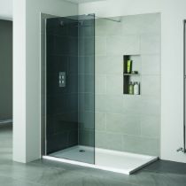 12 X BRAND NEW IDENTITI APRIL 900MM WIDE x 1950 HIGH x 8MM THICK SMOKED GLASS WETROOM PANELS (