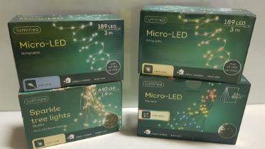 45 PIECE MIXED LUMINEO LIGHT LOT CONTAINING 832 LED 2.4m TREELIGHTS, 640 LED 1.9m SPARKLE TREELIGHTS