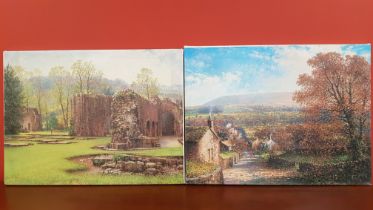 2 X VARIOUS CANVAS'S PENCIL SIGNED BY JASON THRELFALL SCENIC LANDSCAPE H 42CM X W 61CM EDITION