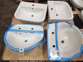 4 X BRAND NEW WASH BASINS TO INCLUDE 2 X ROCA LAURA TWO TAP HOLE WASH BASIN ( A328396000) AND 2 X