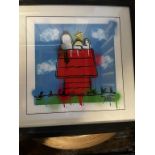 SNOOPY ON KENNEL ARTWORK IN THE STYLE OF GRAFFITI IN FRAME **COLLECTION FROM CROYDEN NO PACKAGING