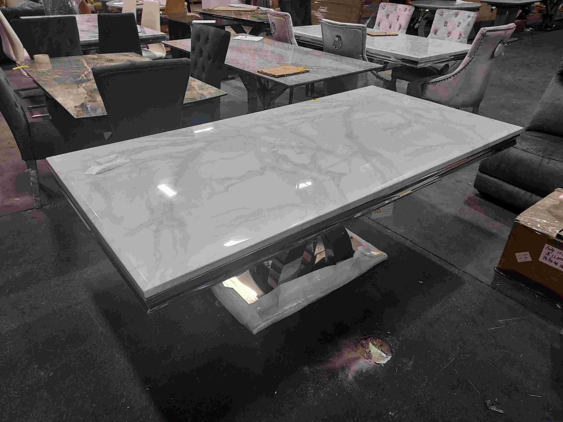 1 X GRANITE TOP OTTAVIA DINING TABLE IN WHITE (SIZE 2000 X 1000mm) (PLEASE NOTE CUSTOMER RETURNS)
