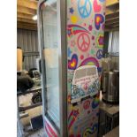 GLASS FORNTED BOTTLE CHILLER WITH 60 STYLE GRAFFITI ON THE SIDES (ITEMS LOCATED IN CROYDON AND