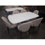 1 X LAZZARO EXTENDABLE DINING TABLE UNEXT 160CM X EXT 200CM - 90CM WIDTH -WITH 6 BEIGE CHAIRS -