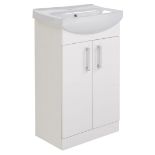 10 X BRAND NEW ARDENNO VANITY AND BASIN SET IN GLOSS WHITE - 88X39X55CM - BQFTP0654 - PLEASE NOTE