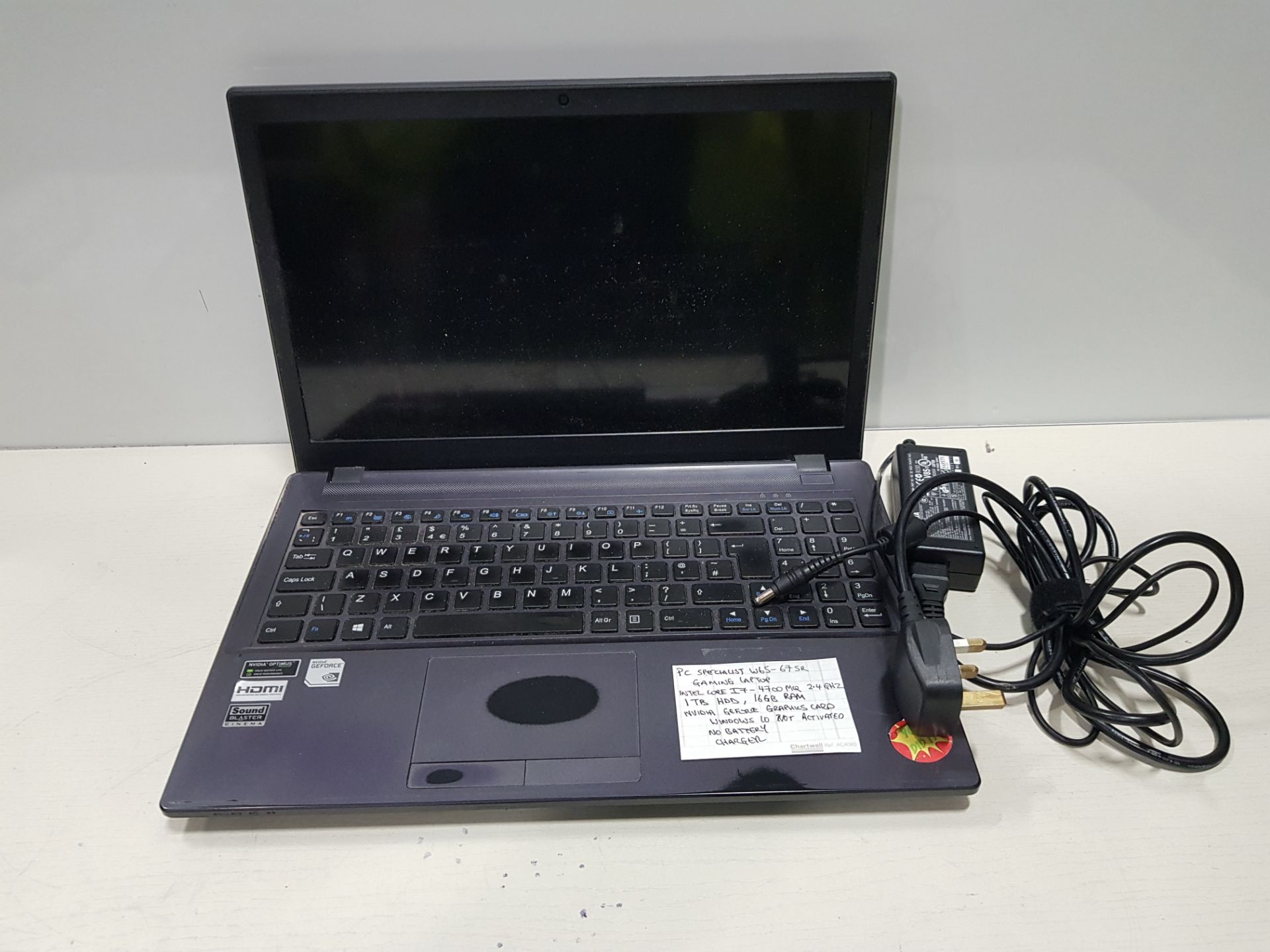 PC SPECIALIST W65-67SR GAMING LAPTOP INTEL CORE I7-4700 MQ 2.4GHZ 1TB HDD 16GB RAM NVIDIA GEFORCE