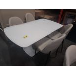 1 X LAZZARO EXTENDABLE DINING TABLE UNEXT 160CM X EXT 200CM - 90CM WIDTH -WITH 4 BEIGE CHAIRS -