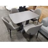 1 X LAZZARO DINING TABLE IN GRAPHITE GREY EXTENDING 1200/1600 X 800mm WITH 4 X GREY LEATHER DINING