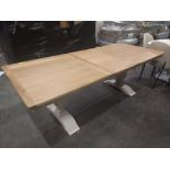 1 X EXTENDABLE WOODEN DINING TABLE - 1800/2300 X950 MM - NO CHAIRS - PLEASE NOTE CUSTOMER