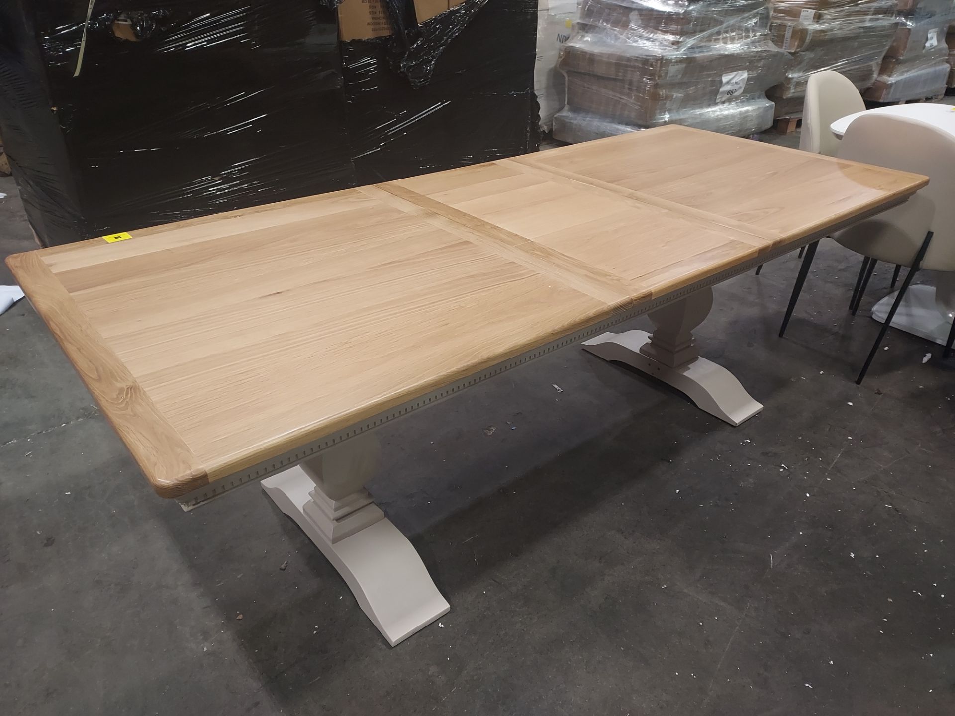 1 X EXTENDABLE WOODEN DINING TABLE - 1800/2300 X950 MM - NO CHAIRS - PLEASE NOTE CUSTOMER