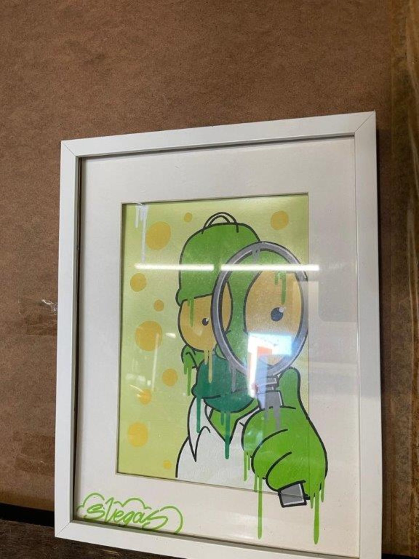 GREEN HOMER SIMPSON WITH LOOKING GLASS GRAFITTI STYLE ARTWORK BY S VEGAS IN FRAME **COLLECTION