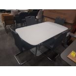 1 X LAZZARO DINING TABLE IN LIGHT GREY EXTENDING 1600/2000 X 900mm WITH 4 X LEATHER DINING CHAIRS (