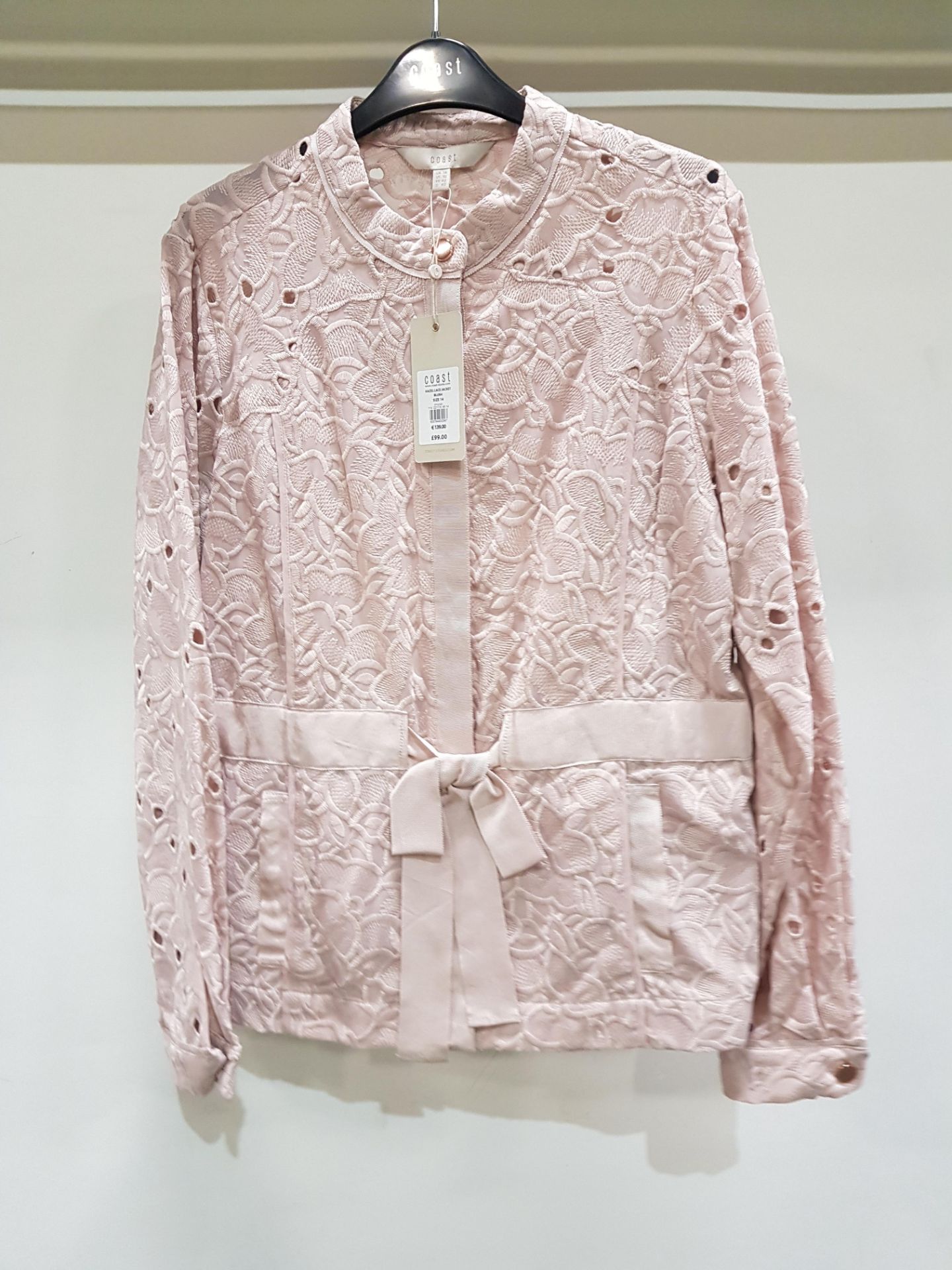 10 X BRAND NEW COAST HAZEL LACE JACKET IN BLUSH SIZE 14 RRP-£99 PP