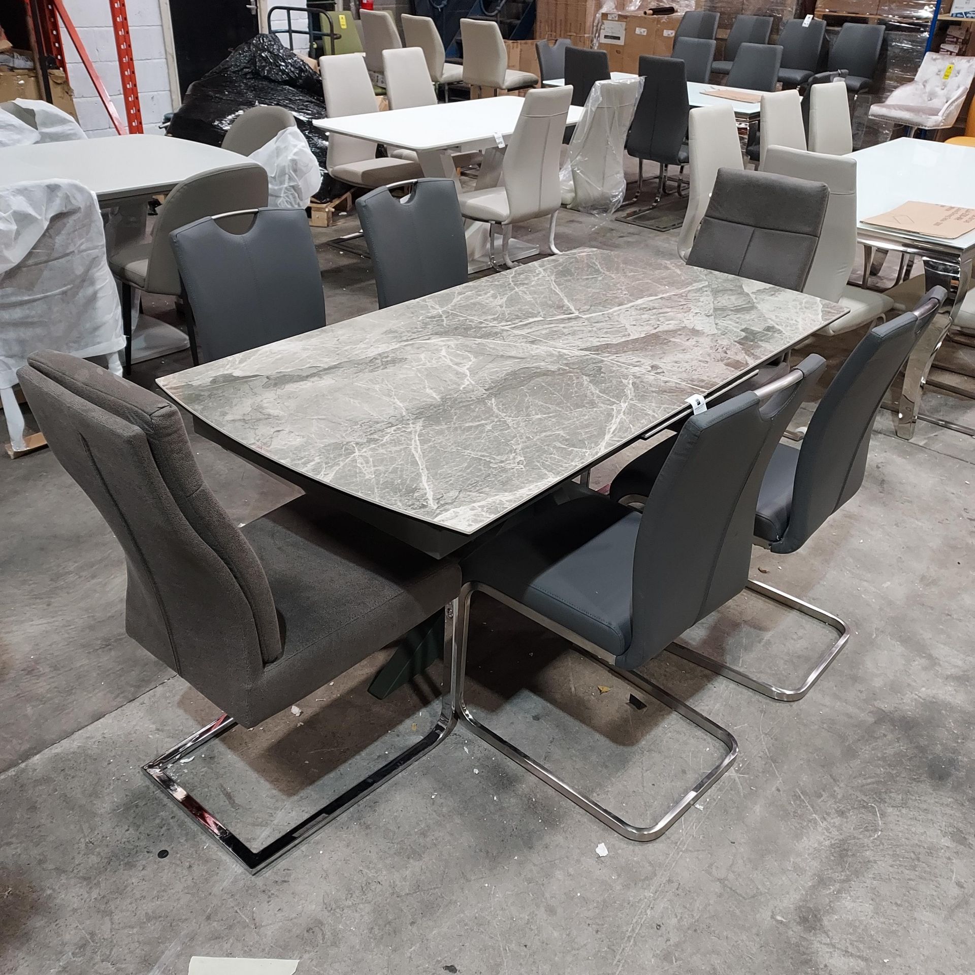 1 X GRANITE TOP VALERIUS EXTENDING DINING TABLE IN ITALIAN DARK GREY ( L 1.7 M - 2.0 M / W 90 CM / X