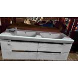 1 X BRAND NEW VILLEROY AND BOCH WALL MOUNTED 4 DRAWER WHITE VANITY UNIT SET WITH DOUBLE BASIN ( NO