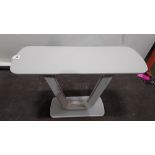 1 X LAZZARO LIGHT GREY GLASS TOP CONSOLE TABLE ( L 110 CM X W 40 CM X H 76 CM ) ( PLEASE NOTE THIS