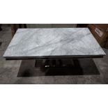 1 X BOXED ARTURO MARBLE TOP COFFEE TABLE IN GREY ( L 130 CM X W 70 CM X H 46 CM ) - IN 4 BOXES (