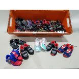 25 X PAIRS OF MIXED KIDS BOOT'S CONTAINING SPIDERMAN SIZE 10 , BATMAN SIZE 2/34 , LIGHTNING