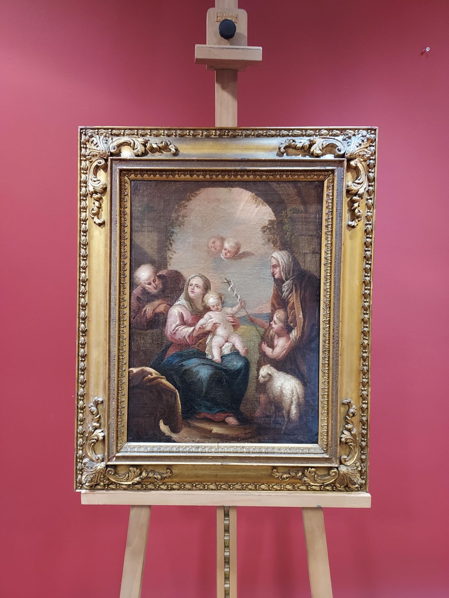 LATE 18TH CENTURY OIL PAINTING ON CANVAS (THE BIRTH OF CHRIST) THE HOLY FAMILY DEPICTED IN THE - Image 2 of 3