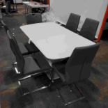 1 X LAZZARO DINING TABLE IN LIGHT GREY EXTENDING 1600/2000 X 900mm WITH 6 FAUX LEATHER CHAIRS (