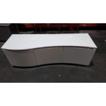 1 X BOXED LAZZARO WHITE HIGH GLOSS TV CABINET WITH LED INTERIOR ( W 140 X D 45 X H 45 CM ) (