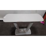 1 X LAZZARO LIGHT GREY GLASS TOP CONSOLE TABLE ( L 110 CM X W 40 CM X H 76 CM ) ( PLEASE NOTE THIS